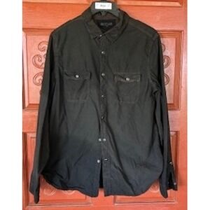 Rogue Mens Shirt Snap Work Shirt Long Sleeve Two Pocket‎ Brown Casual Size XL